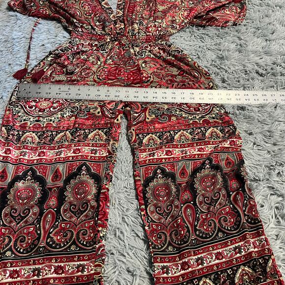 Karma Highway Silky Paisley Deep V Jumpsuit Jumper Boho One Size - Picture 4 of 9